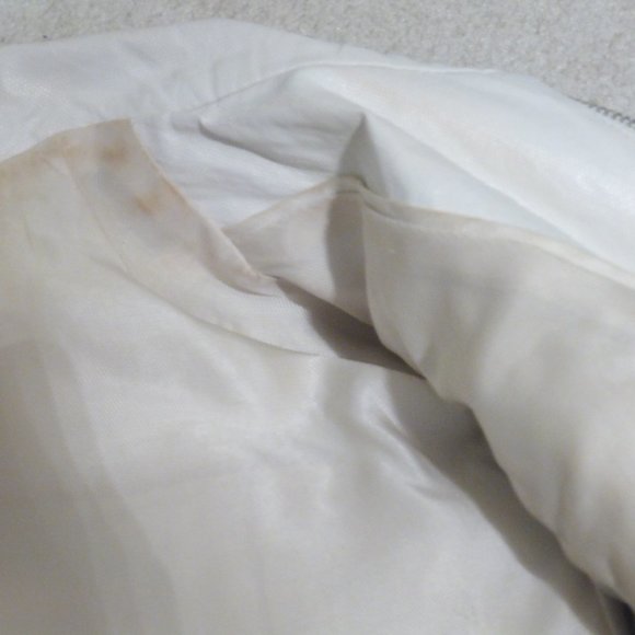 BEBE off white zip up faux leather jacket with light shoulder pads - Picture 9 of 16